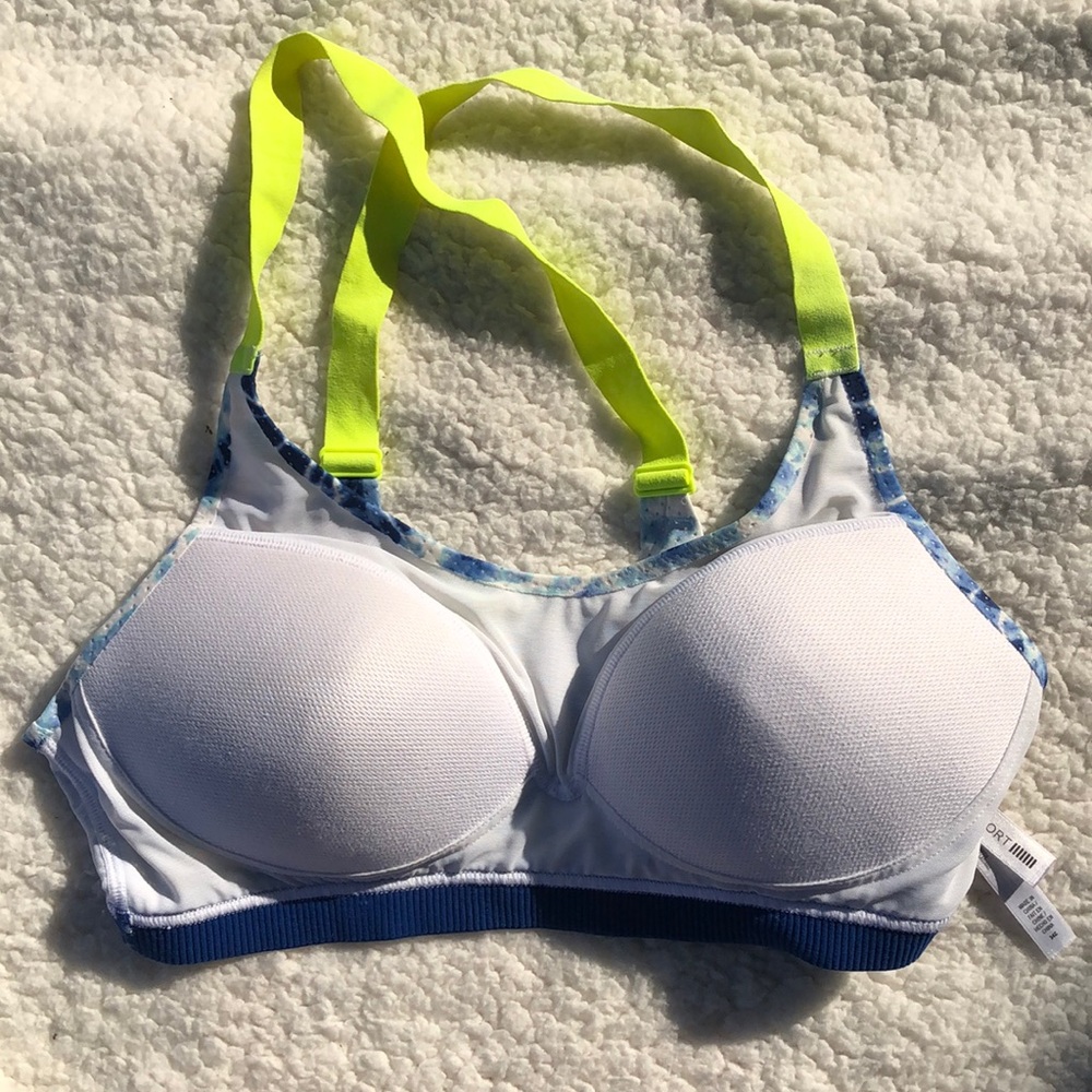 Victoria’s Secret VSX Sports Bra Tie Dye Blue 34C - Picture 9 of 13